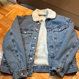 H&M White Sherpa Lined Jacket